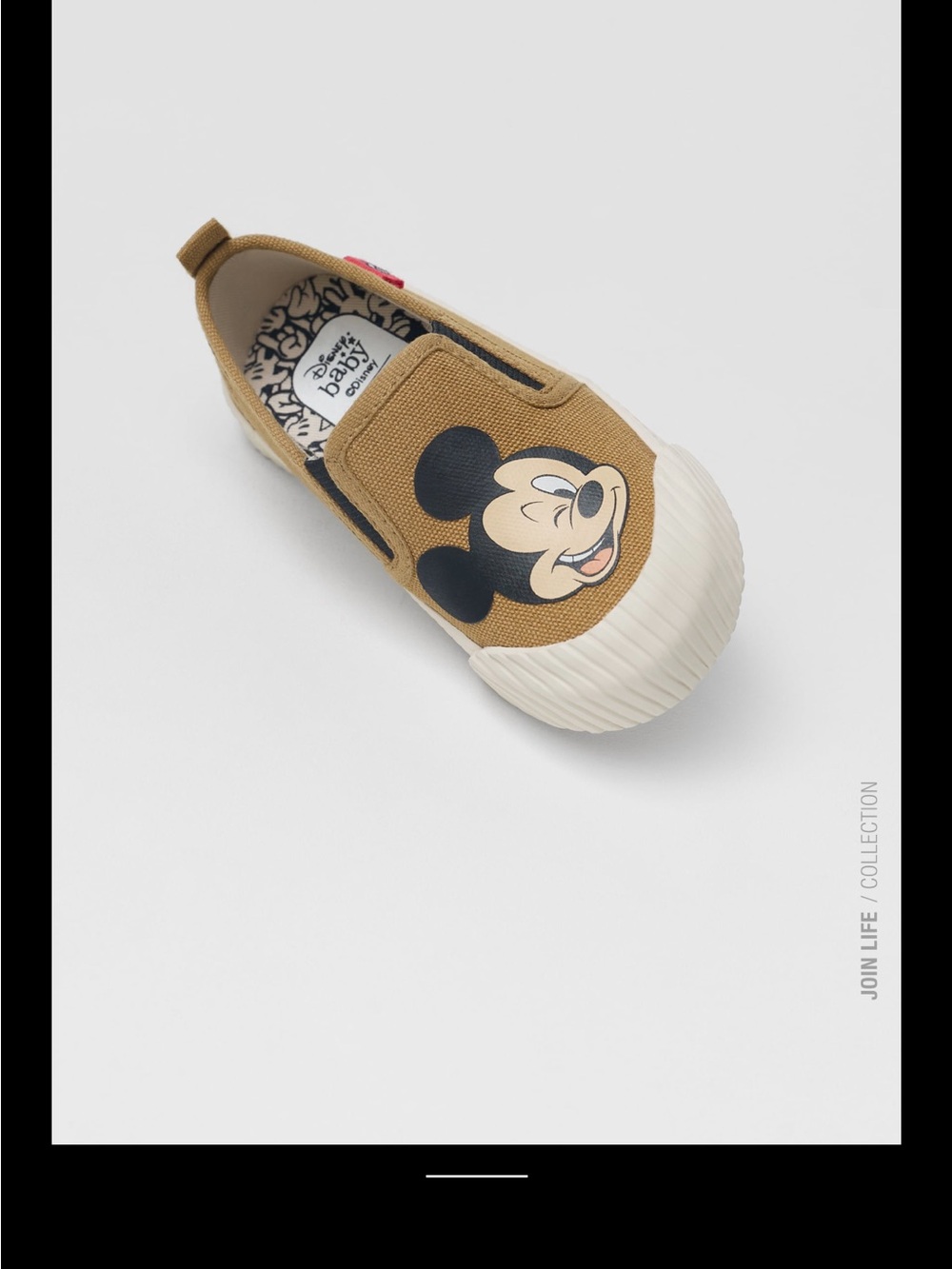 Zara Disney Mickey Mouse Tan Slip-On Kids Shoes